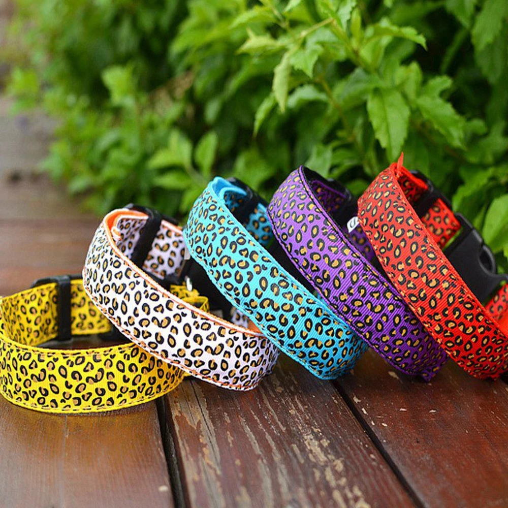 Leopard LED ошейник для собак Электронный домашних животных аксессуары светящийся