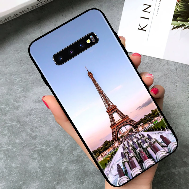 Black TPU Soft Cover Beautiful Eiffel tower for Samsung Galaxy S20 Ultra S10 S10e FE 5G S9 S8 S7 S6 Edge Plus Lite Phone Case