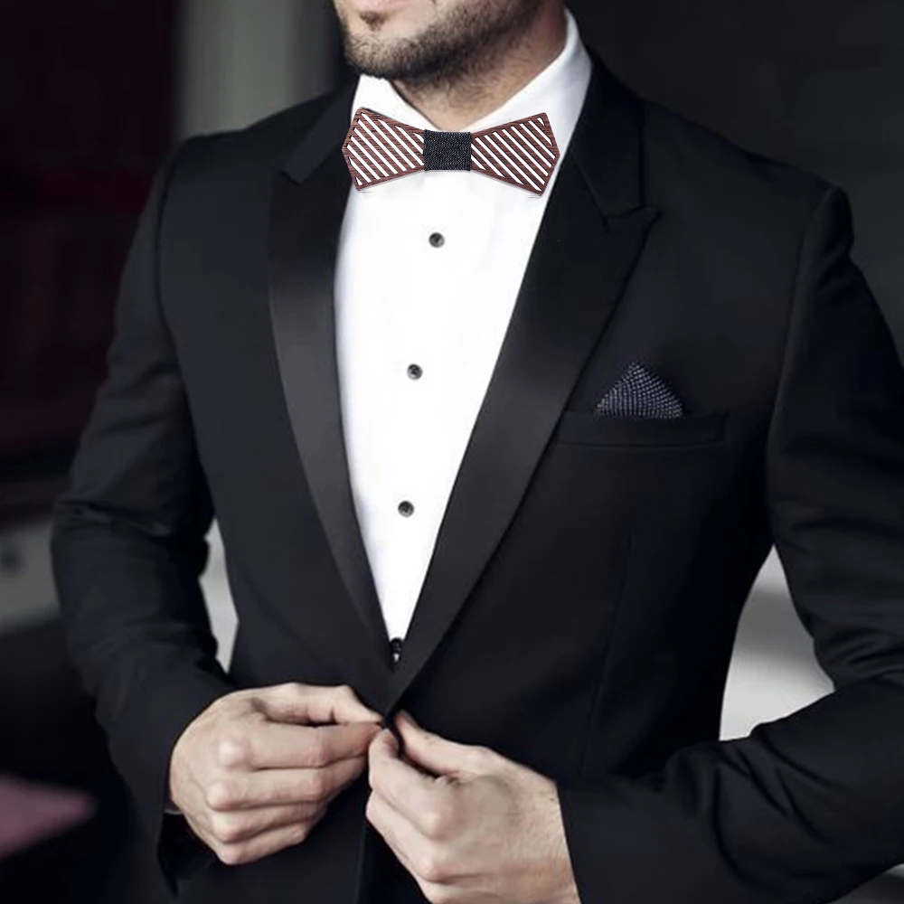 Набор полосатых деревянных галстуков бабочек мужской галстук бабочка