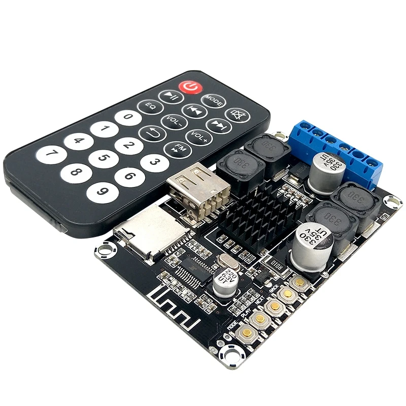 

Плата усилителя мощности TPA3116, 100 Вт, Bluetooth, встроенный ИК-контроллер, воспроизведение usb-накопителя/TF-карты, 12-24 В