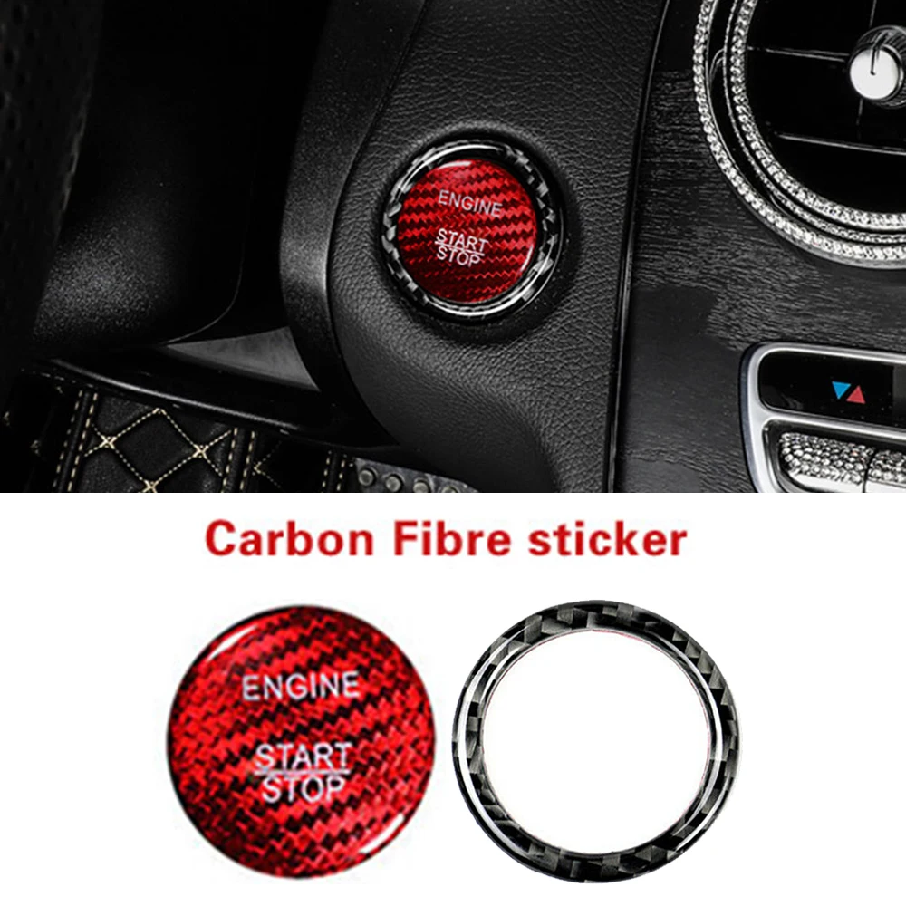 2шт карбоновое волокно автомобильный кнопочный чехол для Mercedes Benz Красный Авто