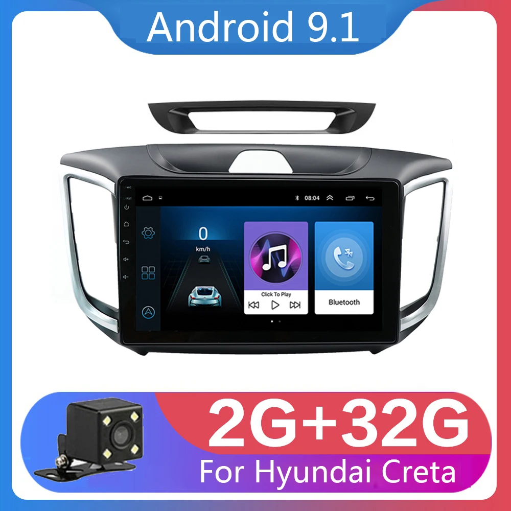 

Автомагнитола 2 Din, мультимедийный видеоплеер с GPS-навигацией, Android 9,1, mp5, 2 ГБ + 32 ГБ, для Hyundai Creta ix25 20152016-2018, Wi-Fi