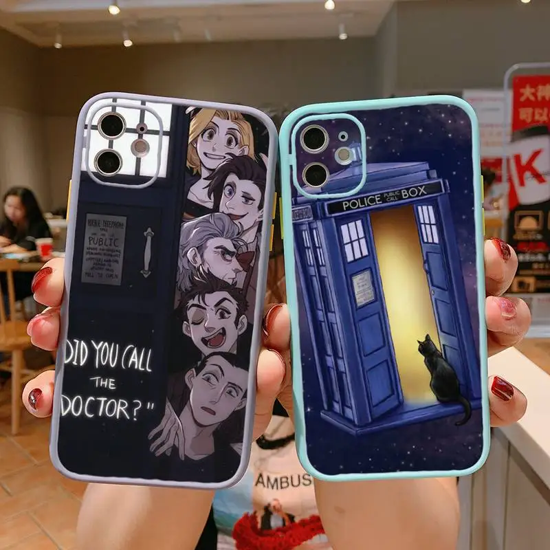 

Tardis Box Doctor Who Phone Case For iPhone 13 12 11 Mini Pro XR XS Max 7 8 Plus X Matte transparent blue Back Cover