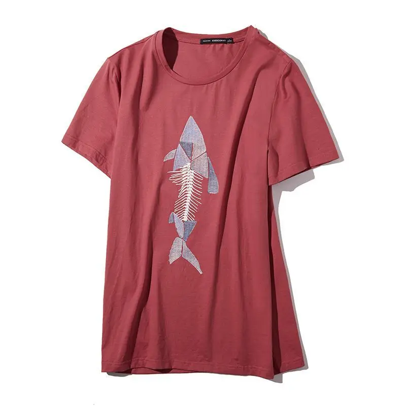 

Men's short sleeve t-shirt men's Korean round neck slim top summer casual printing half sleeve