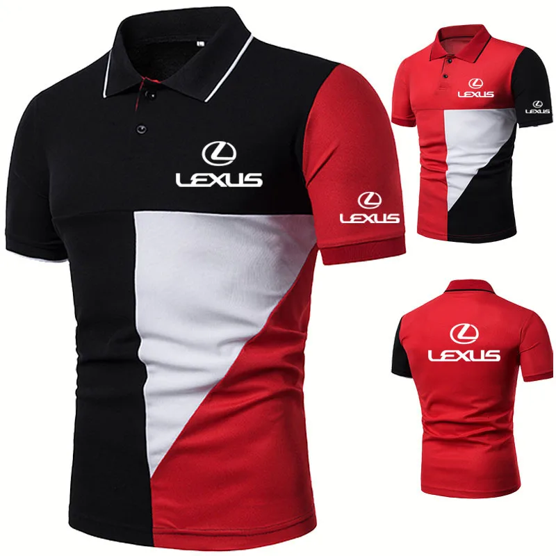 

Casual Men's POLO shirt Lexus Car Logo Printing Summer Fashion short sleeve High Quality Splicing Cotton Men's short sleeve