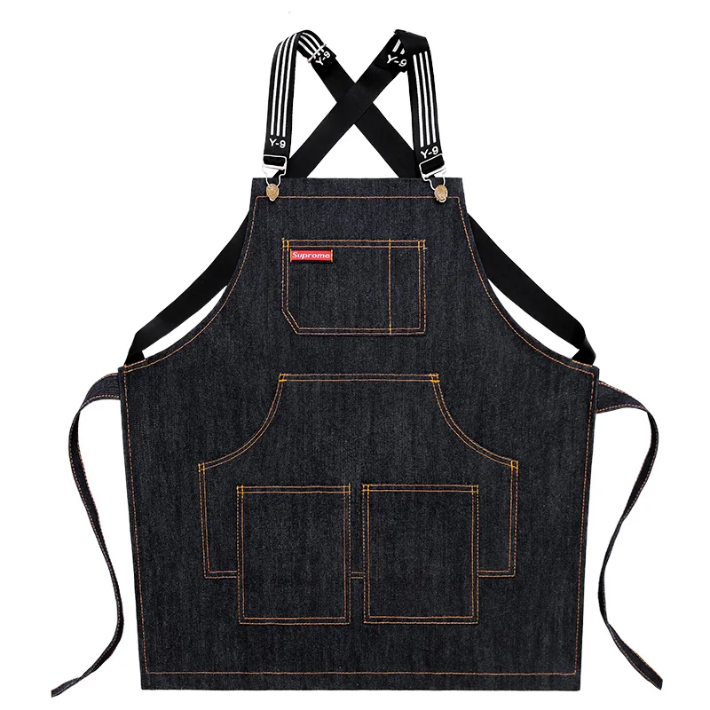 

Apron cowboy Korean fashion men and women work custom barista milk tea barber shop painting children printed logo
