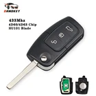Автомобильный пульт-ключ Dandkey, 3 кнопки, 433 МГц, 4D60, чип, для Ford Fusion, Focus, Mondeo, Fiesta, Galaxy, HU101, FO21 Blade