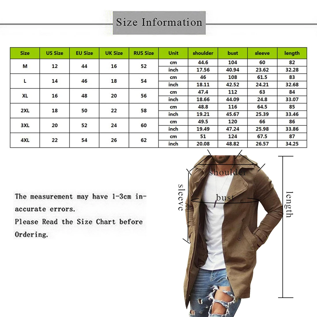 

Spring Autumn Men Trench Coat Jacket Slim Fit Plus Size Black Outwear Business Long Windproof Overcoat Jackets For Men