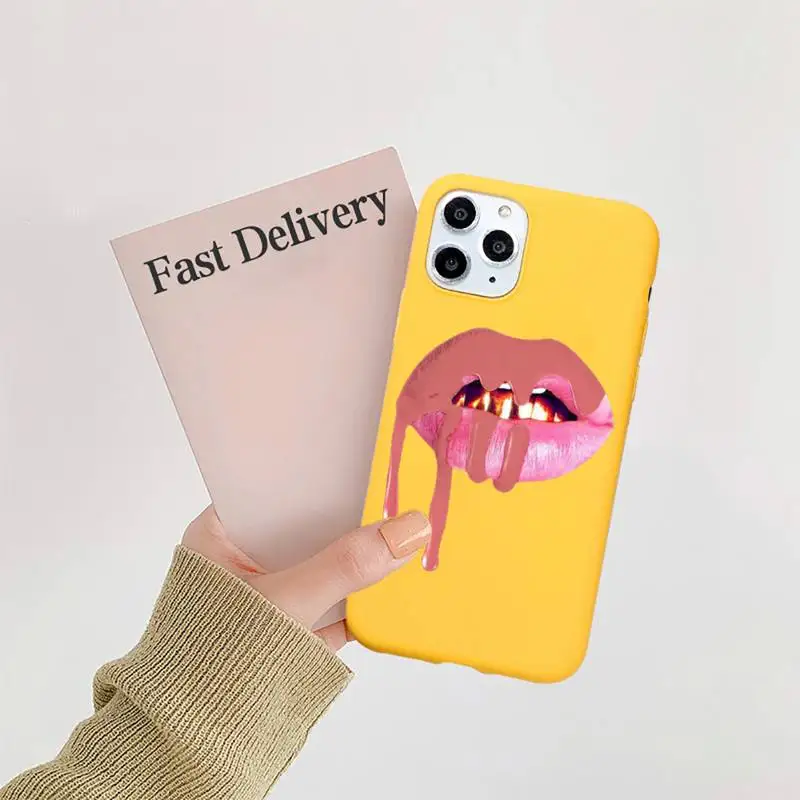 

Sexy Girl Kylie Jenner Lips Kiss high quality Phone Case shell Candy Color for iPhone 6 7 8 11 12 s mini pro X XS XR MAX Plus