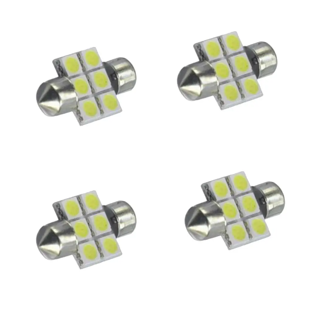 

4 шт., белые светодиодсветодиодный лампы 31 мм 5050 6SMD