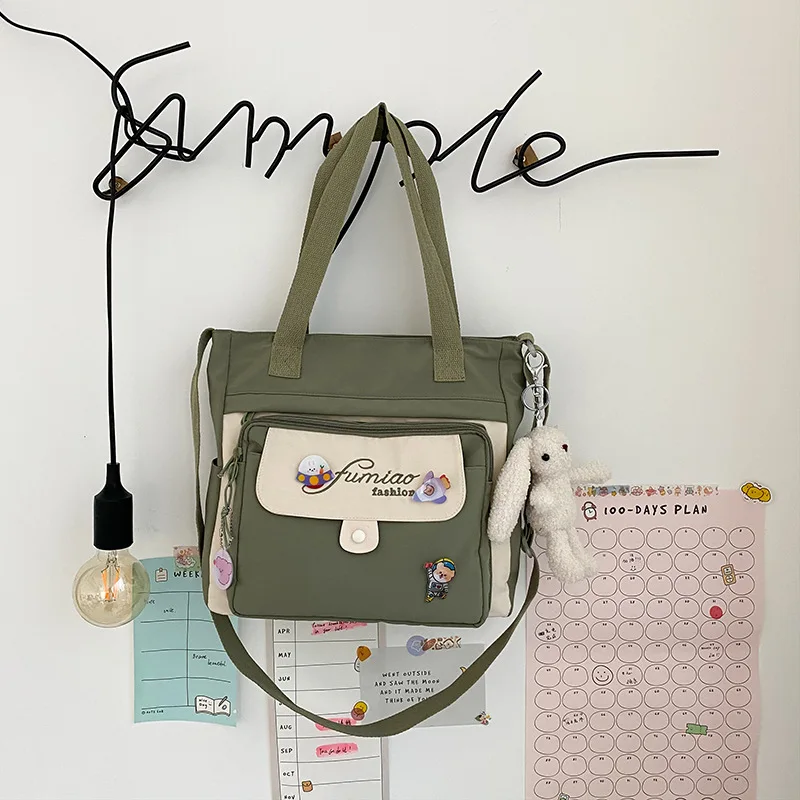 

Сумка на плечо Корейская Студенческая сумка для девушек в японском стиле Харадзюку ins ветрозащитная маленькая свежая холщовая сумка-мессен...