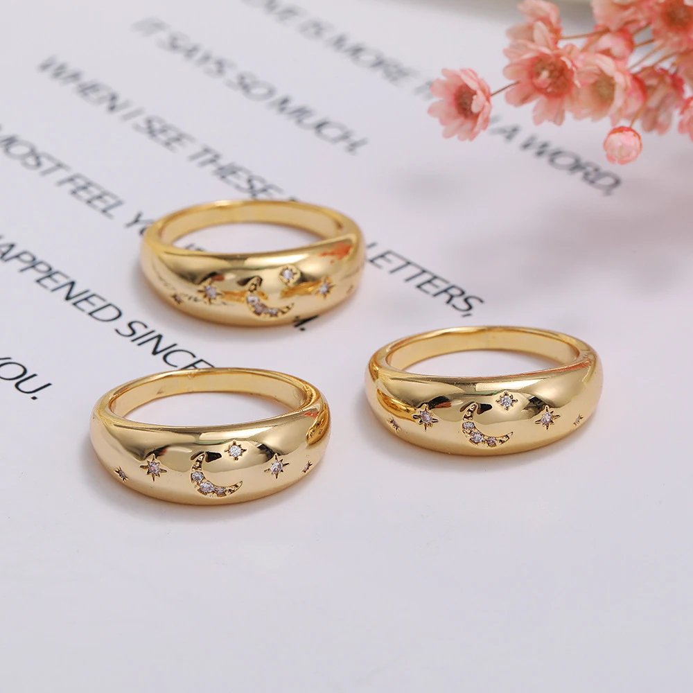 

2021 European And American Style Ring Creative Design Pattern And The Moon The Stars Ring Female Temperament Ring Gift