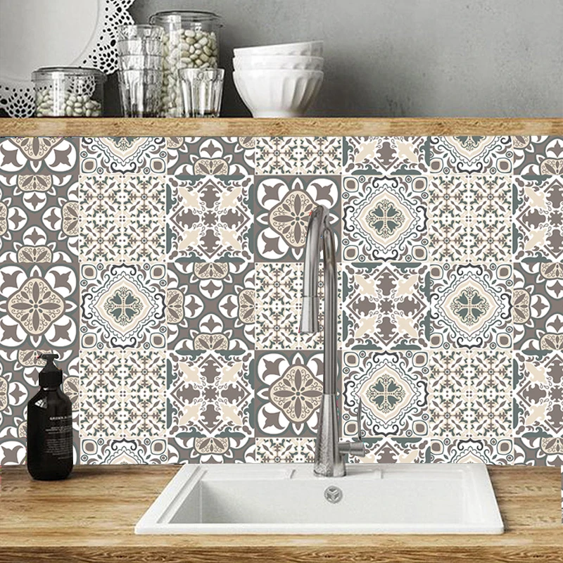 Morocco Retro Self-adhesive Mosaic Tile Sticker Waterproof Backsplash For Kitchen Wall PVC Stair Waist Line | Дом и сад
