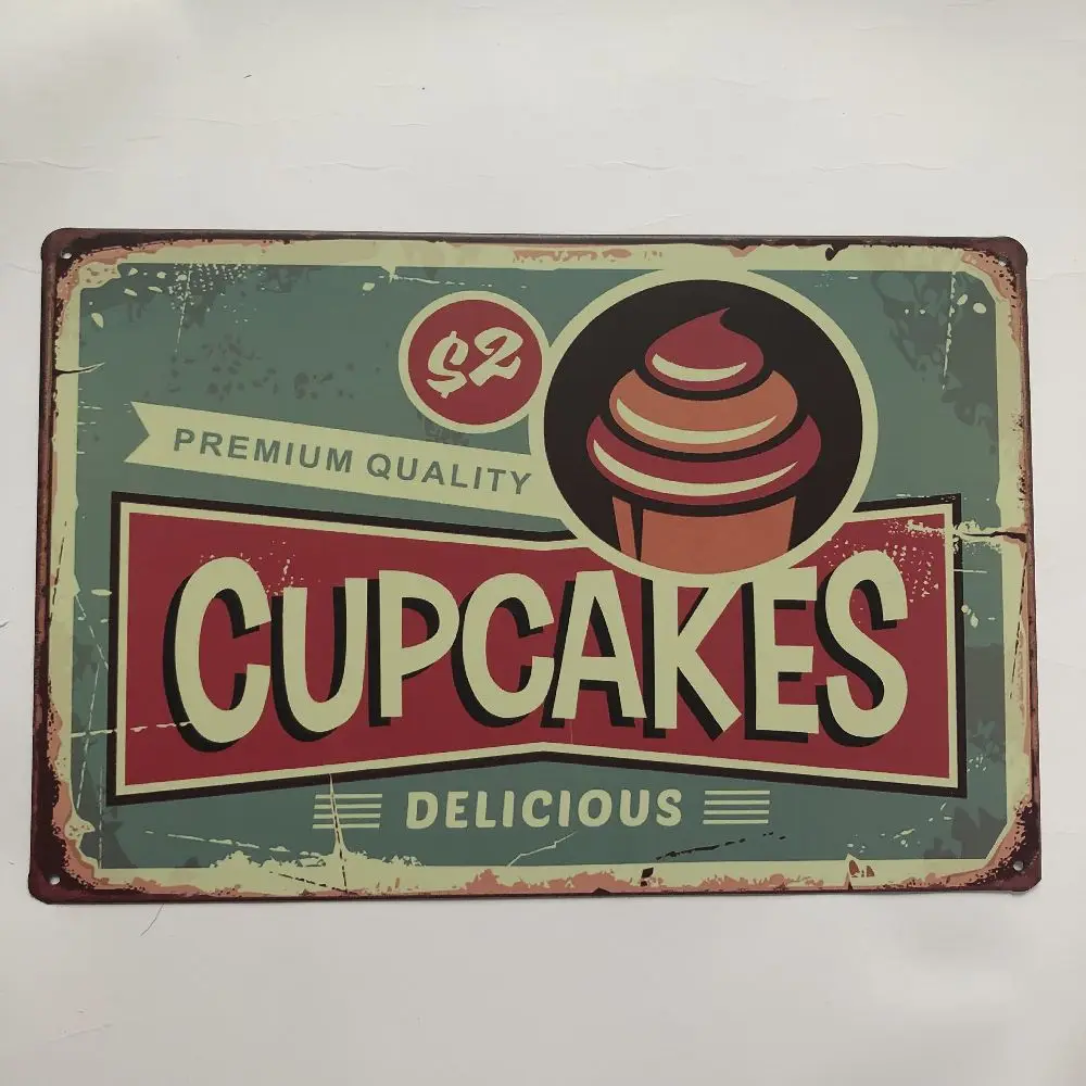Cupcake восхитительный металлический знак табличка винтажная жестяная тарелка