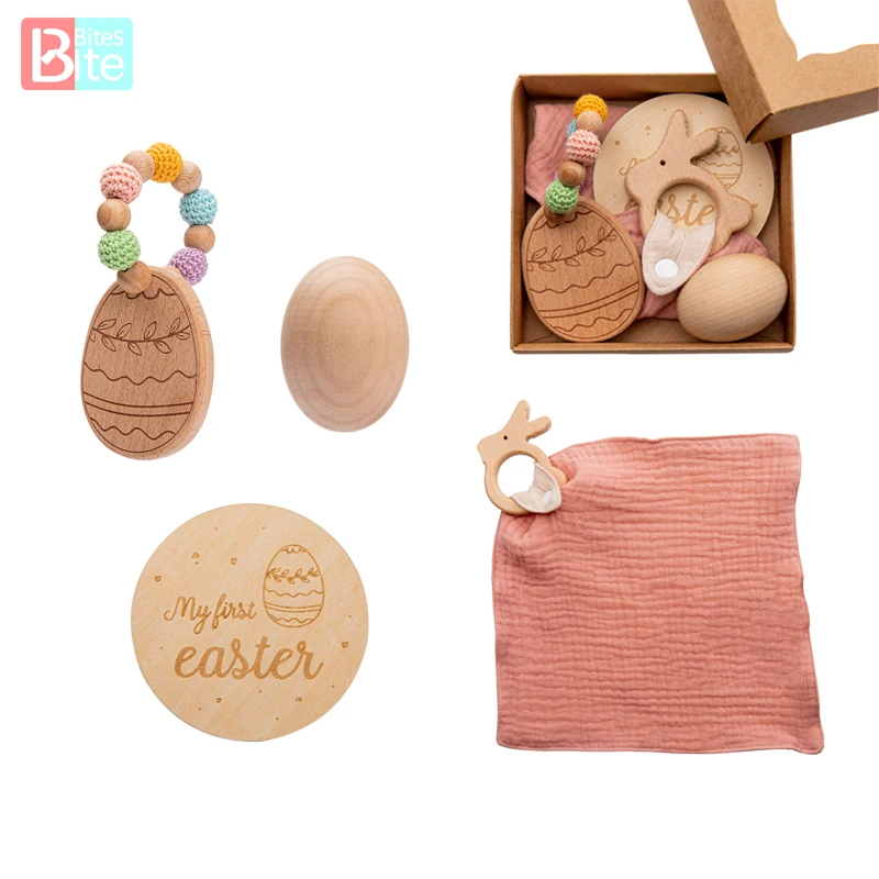 4 шт. Счастливой Пасхи набор яиц для массажа с лазерной гравировкой Деревянный