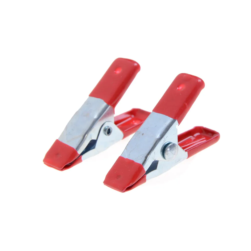

10pcs 2" Mini Metal Heavy Duty Spring Clamps Crocodile Clip Red Plastic Tips Tool Clips Grip Holder