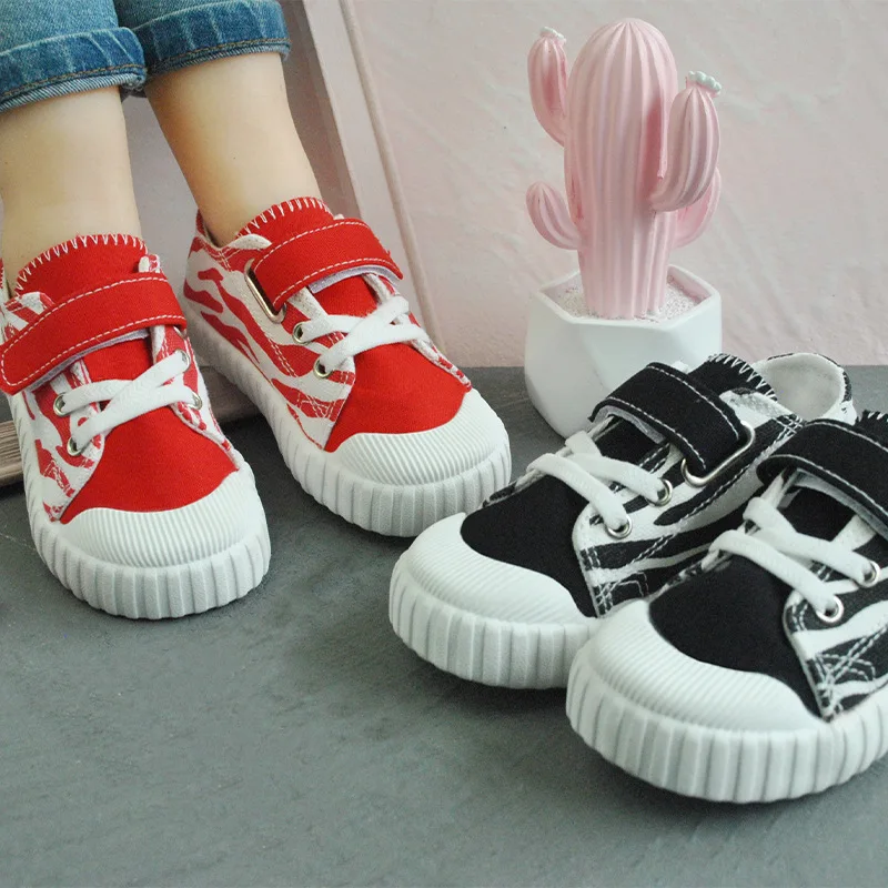 

Children Shoes Autumn Girls Boys Casual Canvas Shoes Kids Soft Bottom Non-slip Black Red Baby Flat Shoes Child Sport Sneakers