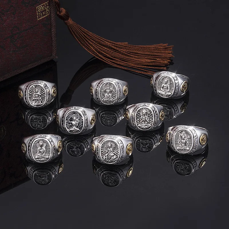 Men's Ring Eight Patron Saint Buddha Personality Banquet Retro Jewelry | Rings