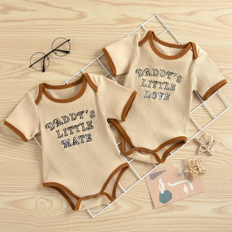 

Children's Clothing New Baby Embroidered Letter Romper Embroidered Letter Bodysuits Boy Clothes Kid Clothes Toddler Boy Rompers