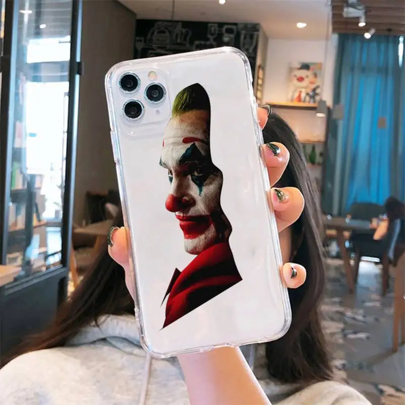 

Joker cool crazy Horror Phone Case Transparent for iPhone 6 7 8 11 12 s mini pro X XS XR MAX Plus cover funda shell