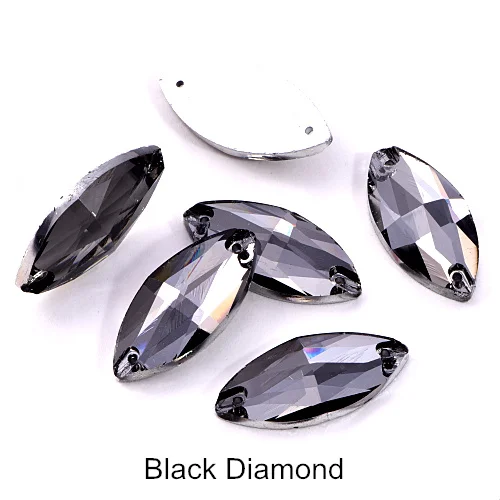 Black Diamond 5 размеров красочные Наветт стеклянные стразы шьют на Стразы желтый плоский с оборота конский глаз формы пришивные стразы для одежды B0161 - Цвет: Black Diamond