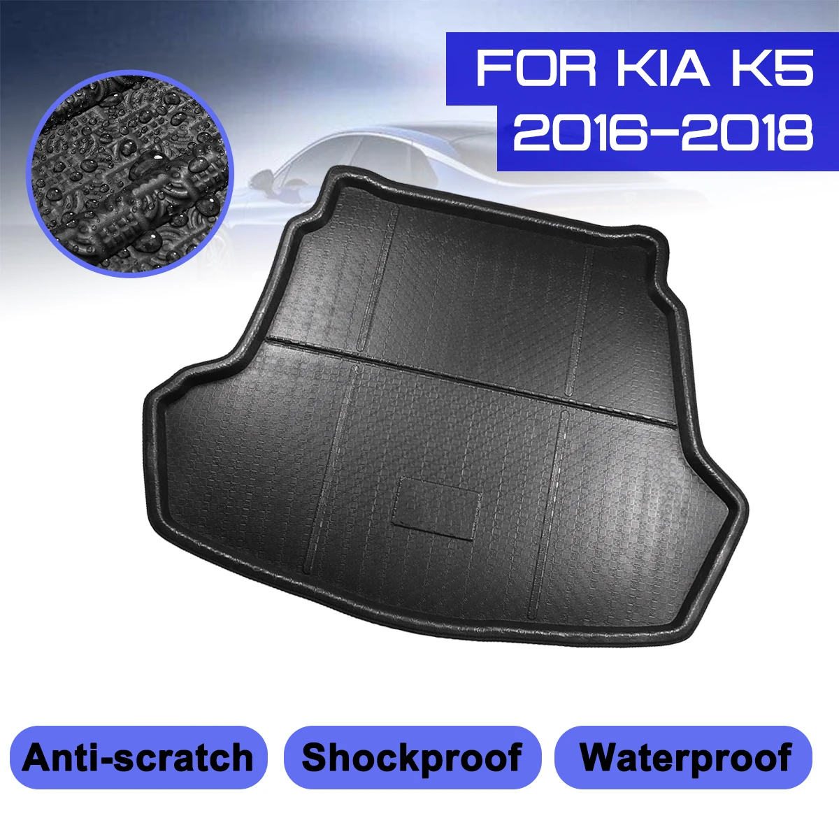 

Car Floor Mats Rear Trunk Boot Mat Waterproof Carpet Anti Mud Tray Cargo Liner For KIA K5 2016 2017 2018