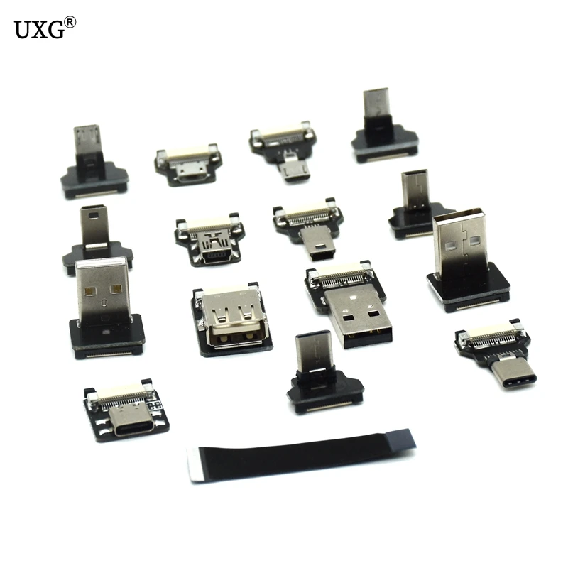 FFC Micro Mini USB Type C FPV тонкий плоский мягкий гибкий кабель для зарядки FPC AV out OTG