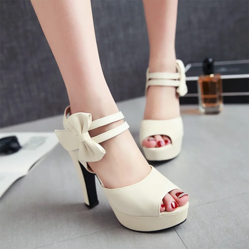 

Violet Super High Heel Peep Toe Women's Shoes Cute And Sweet Bow Waterproof Platform Pumps Lolita Style Fashion High Heels