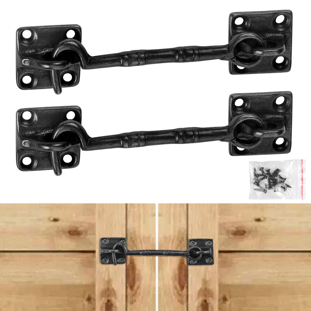 Yescom 2 Pcs 4 1/2" Sliding Barn Door Lock Latch Hook & Eye Cast Copper Hardware for Wood Doors Window Gate Cabinet | Обустройство
