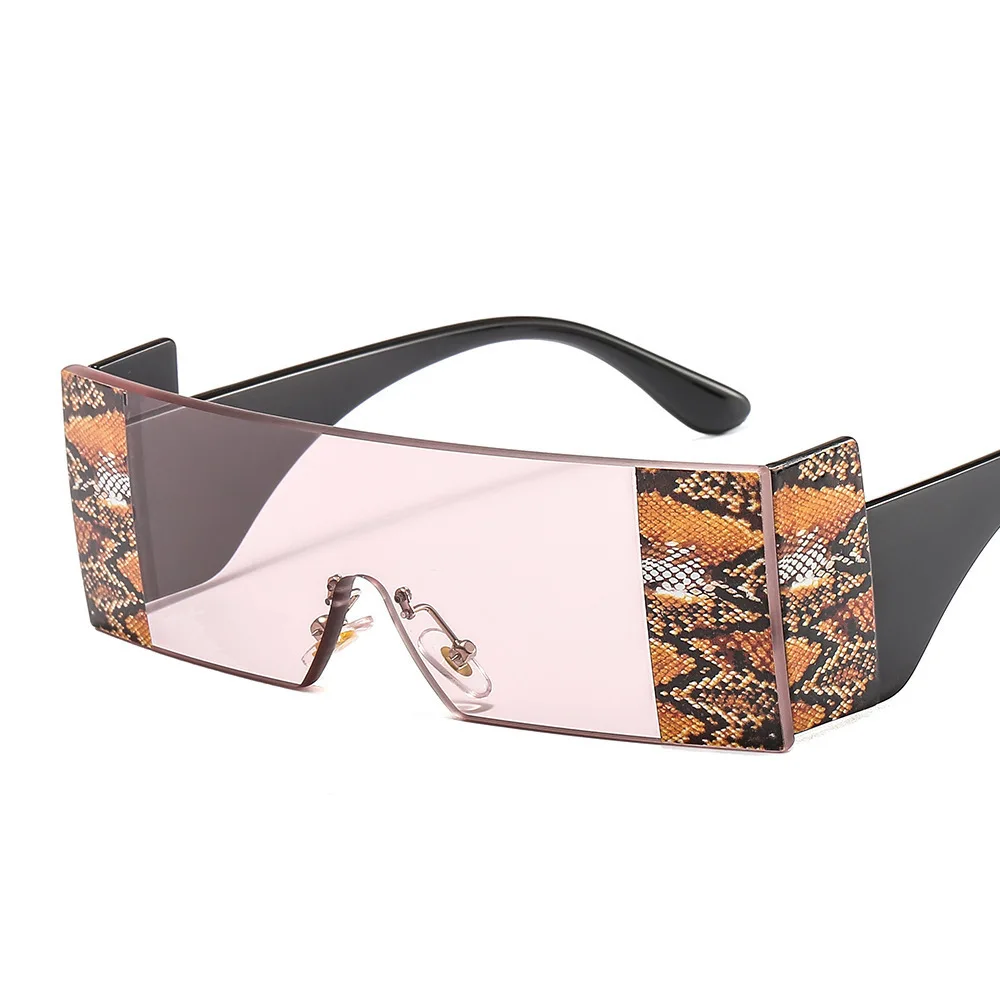 

Big Frame Sunglasses Men and Women Individuality Snake Pattern Conjoined Ladies Decorated Glasses