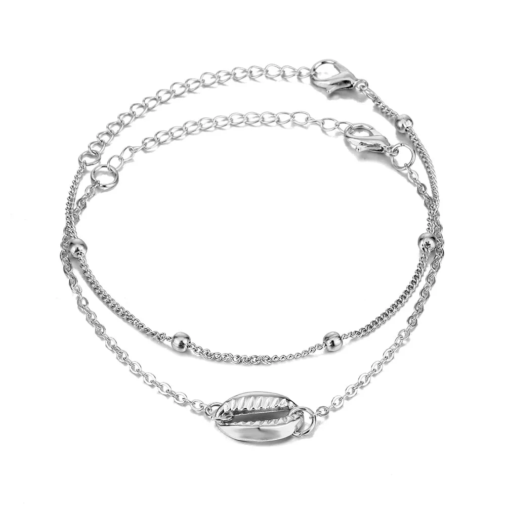 2 шт./компл. Золотая Морская ракушка Cowrie Puka Beads Шарм Браслеты Набор для женщин дамы ювелирные браслеты аксессуары Подарки - Окраска металла: FCS0166-2