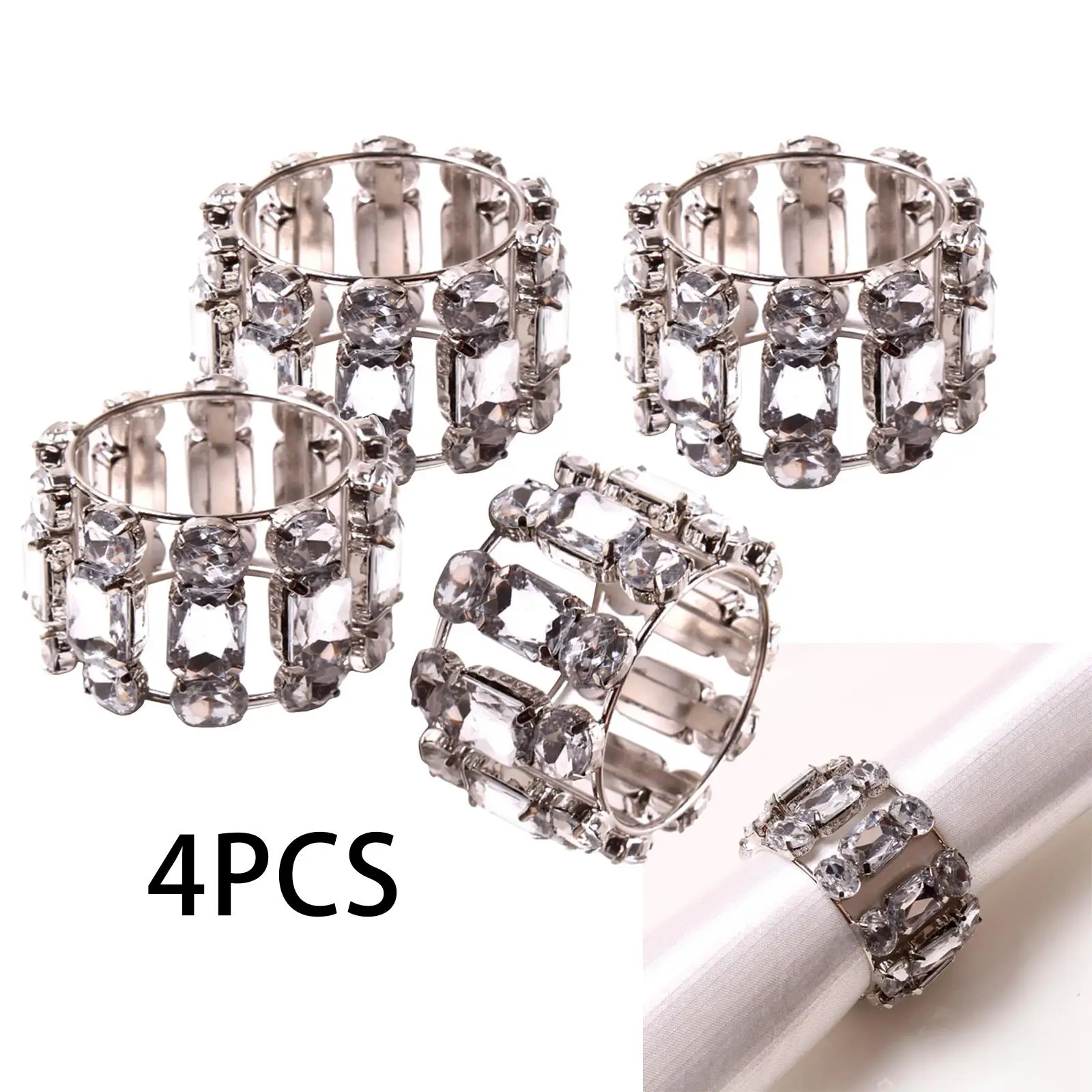 

Alloy Napkin Rings Table Decoration Accessories Adornment Color Rhinestones Stain Resistant Party Supplies for Christmas