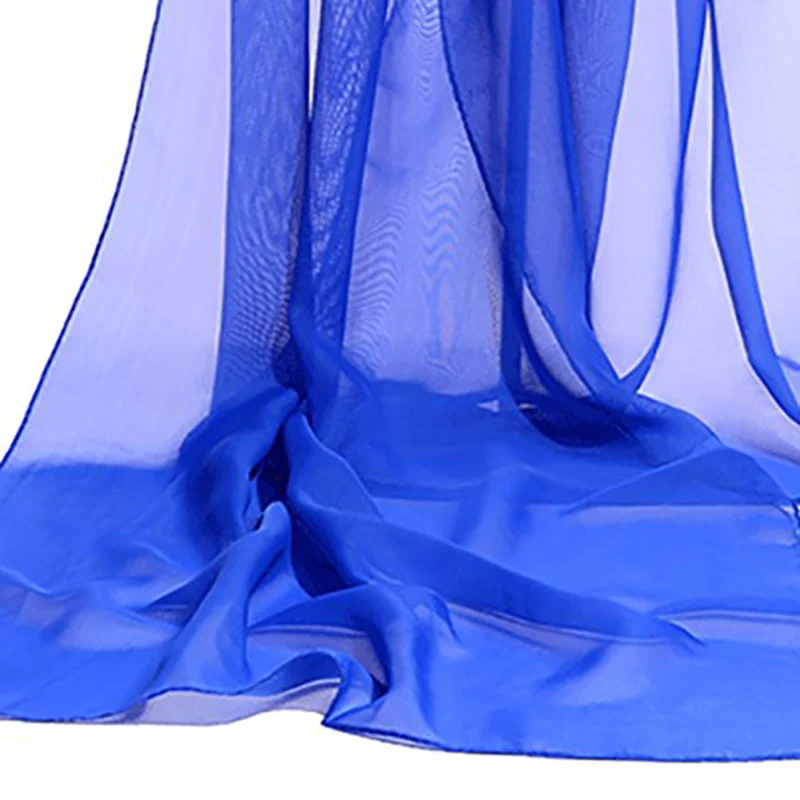 

Women's Scarf Long Solid Color Chiffon Shawl Wrap Scarves Beach Soft Sun Protection Dark Blue