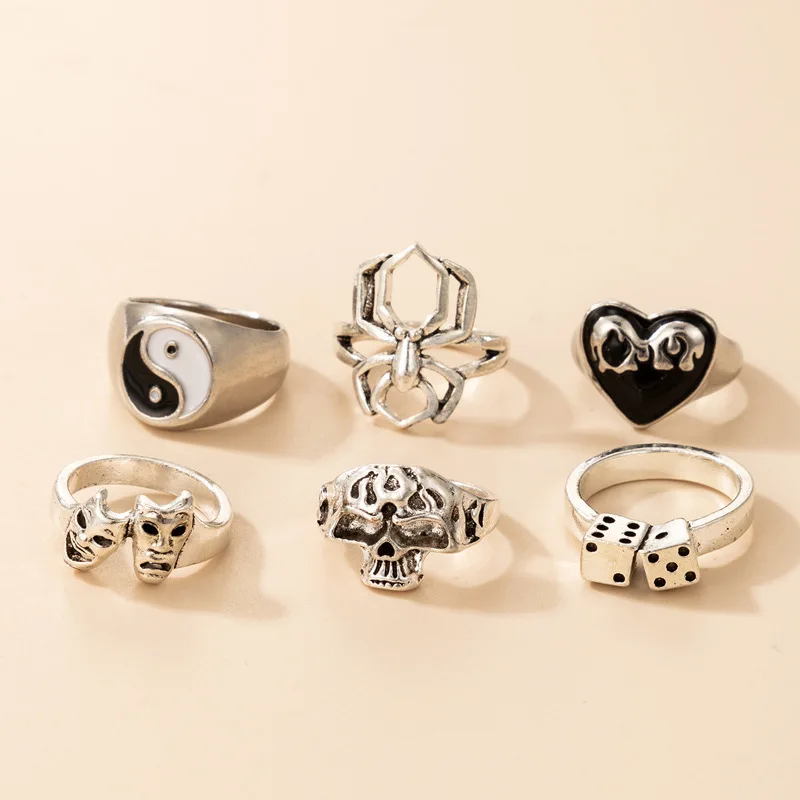 Новинка винтажные черные и белые капающие масляные кольца Tai Chi для женщин мужчин