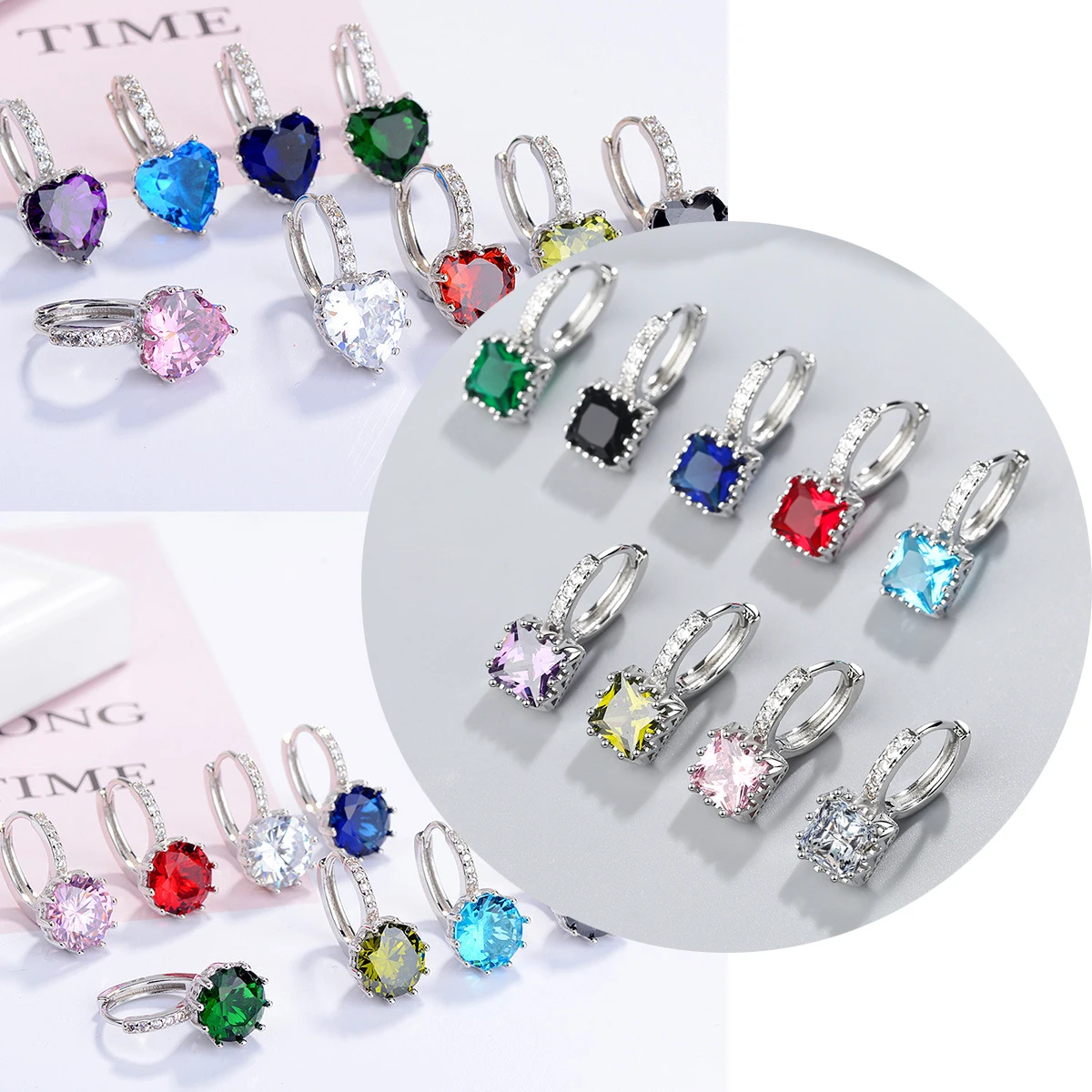 

YH-ZL 925 Sterling Silver Black Drop Glaze Star Hoop Earring Mosaic Cubic Zircon Earring For Women Jewelry Gifts Wholesale
