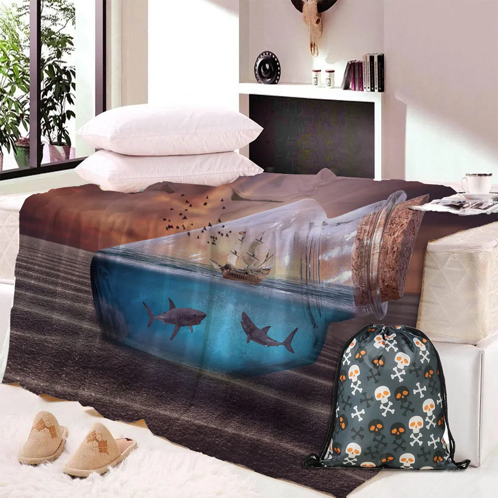 Одеяло из мягкого плюша для девочек Флисовое одеяло с цветочным принтом синее