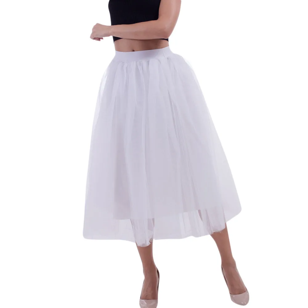 

Plus Size Pleated Princess Skirt Women Fall Winter Big Swing Net Gauze High Waist Plus Size Midi Skirt Casual Loose Clothes#0205