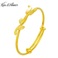 kissflower br211 fine jewelry wholesale fashion woman girl bride birthday wedding gift rose flower 24kt gold bracelet bangle