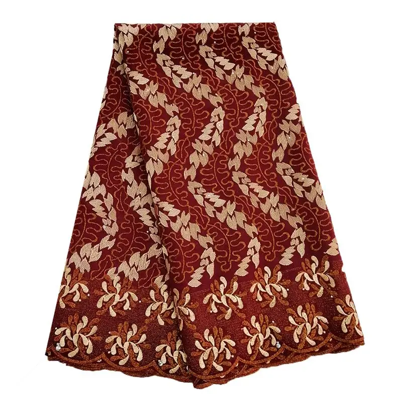 Морской зеленый швейцарская вуаль кружевная ткань с камнями вышивка Африканская