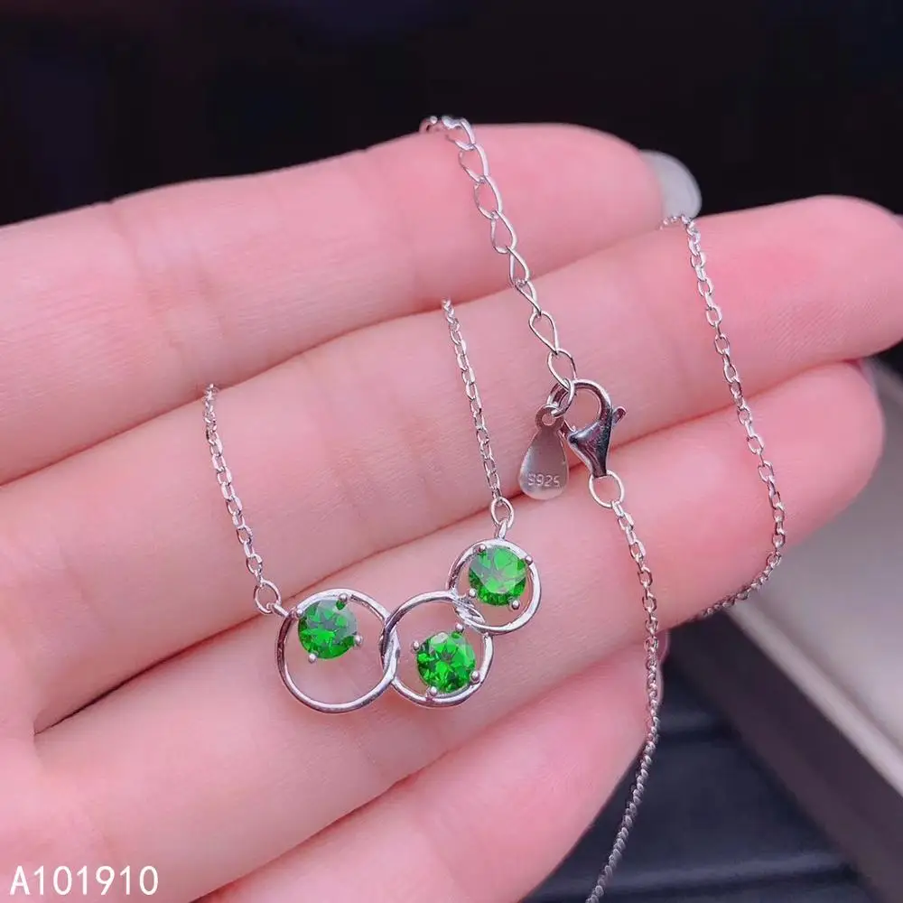 

KJJEAXCMY boutique jewelry 925 sterling silver inlaid Natural Diopside pendant Female supports detection popular