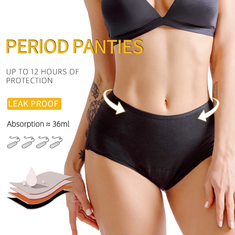 

Menstrual Panties Heavy Flow Classic Women Underwear Leakproof Breathable Briefs Fast Absorption Undies Cotton Period Panties