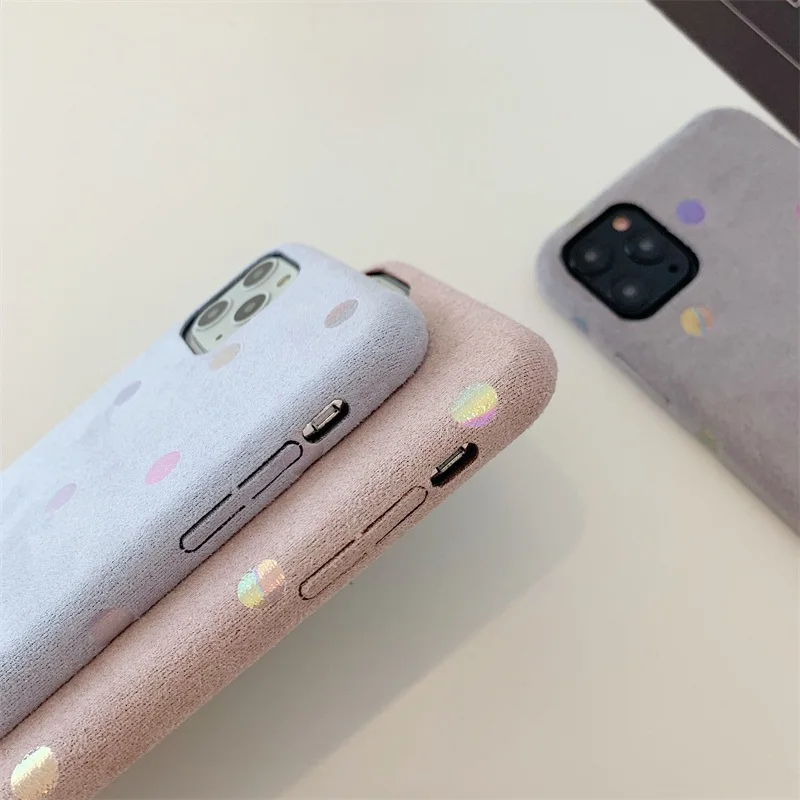 

Cute wave point suede Phone Case For iPhone 11 Pro Max XR XS Max X Fashion cover For iPhone 7 8 6 6S Plus Luxury Warm PU Fundas