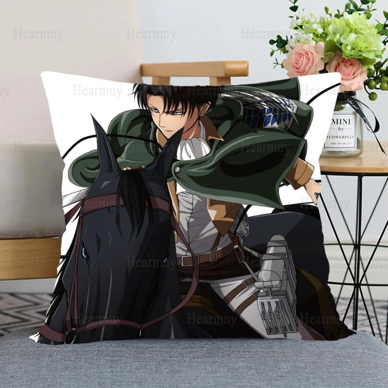 Наволочка для подушки Levi Ackerman Attack on Titan для спальни, декоративная, квадратная с молнией, из атласной ткани 0508.
