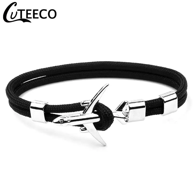 Fashion Men Aircraft Anchor Bracelet Navy Airport Style Multi-Layer Hand-Woven Rope Chain Men's And Women's Sports Metal Buckle |