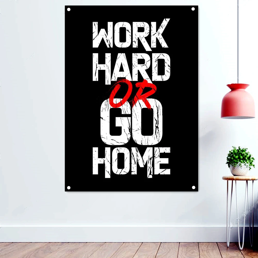 Плакат на стену WORK HARD OR GO HOME вдохновляющий мотивационный постер для тренировок