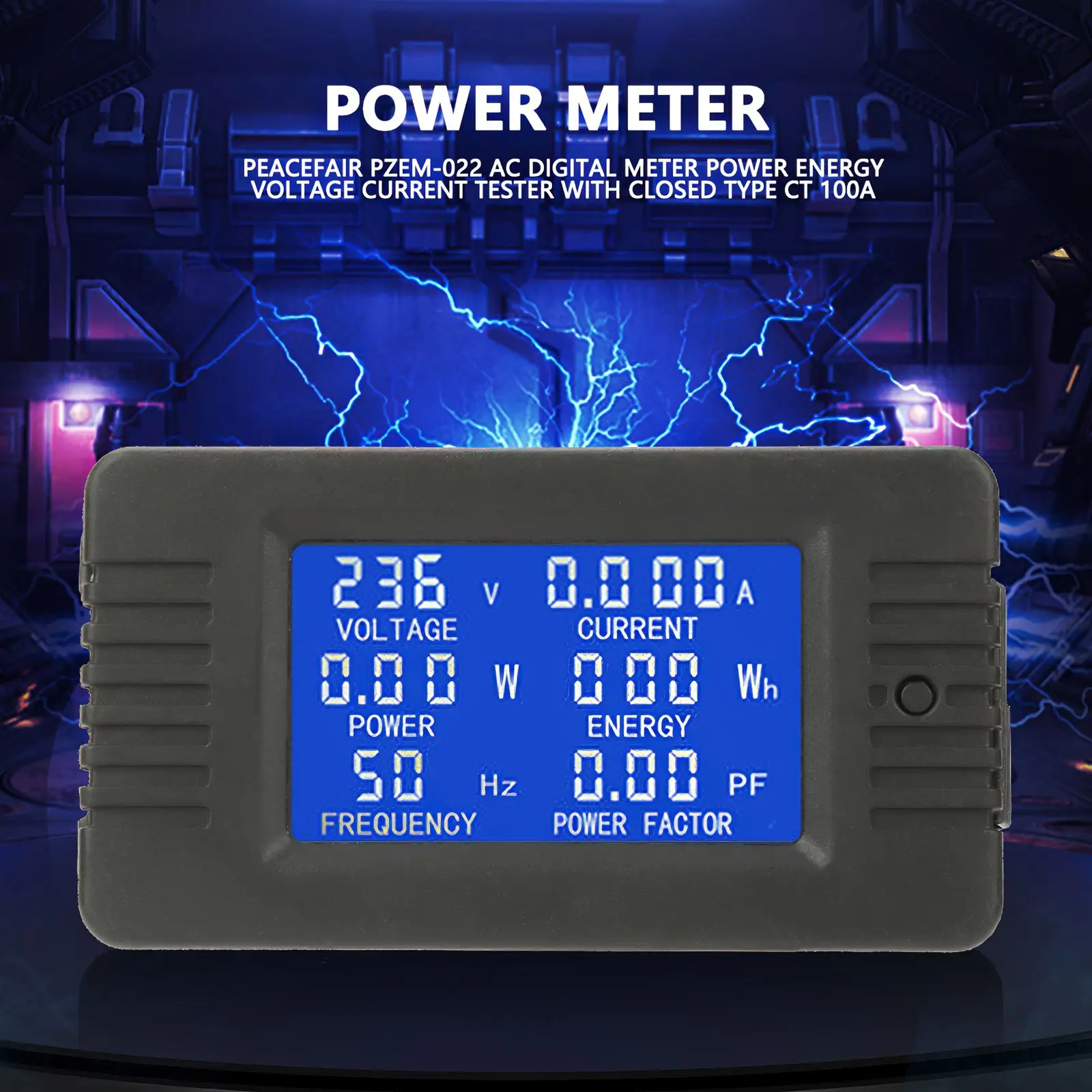 

6IN1 Digital AC 80-260V 100A Voltage Energy Meter Voltmeter Ammeter Power Current Panel Watt Combo Indicator 22000W LCD Display