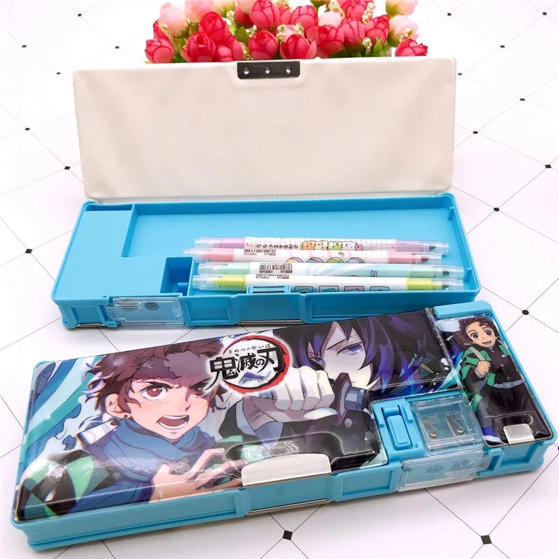 Многофункциональный чехол для карандашей с точилкой студентов аниме