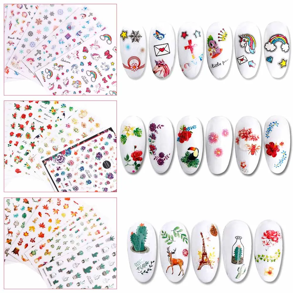 6 шт смешанные наклейки для ногтей арт деко гвоздей по случайному выбору шесть 3D