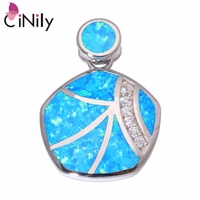 cinily created blue white fire opal cubic zirconia silver plated wholesale for women jewelry birthday gift pendant 1 od6791 92