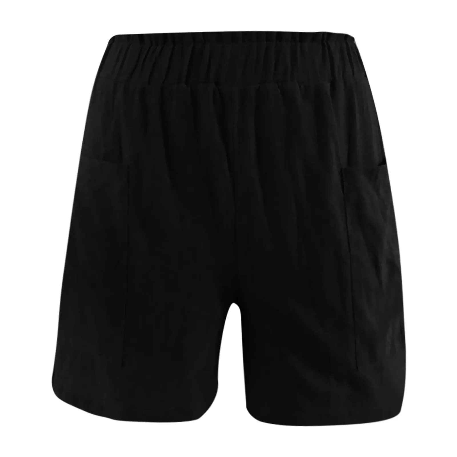 

Summer For Women Fashion Solid Cotton Linen Elastic Pokets Shorts Casual Wide Leg Pants